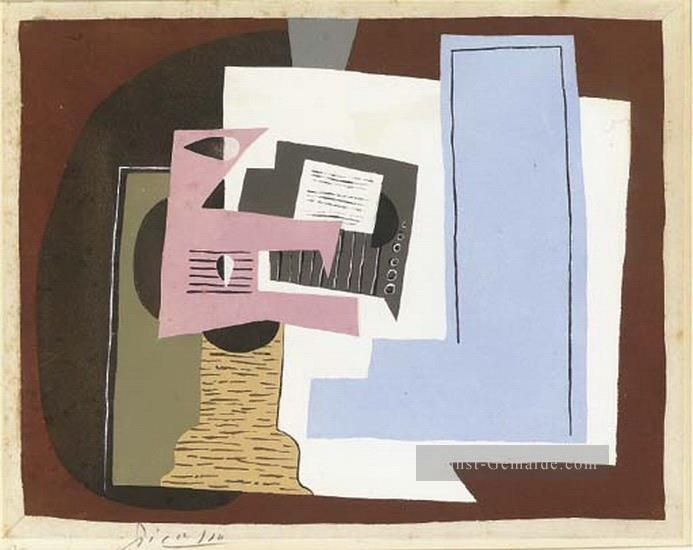 STILLLEBEN avec guitare et partition 1920 kubist Pablo Picasso Ölgemälde